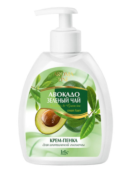 Iris Aroma Line Крем-пенка для интим. гигиены АВОКАДО и ЗЕЛЕННЫЙ ЧАЙ 300мл/12шт