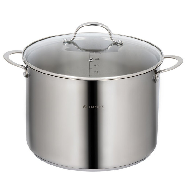 Кастрюля нерж, 12 л, с крыш, крыш стекло, Daniks, Профессионал, GS-01338-28HCA -12L, индукц