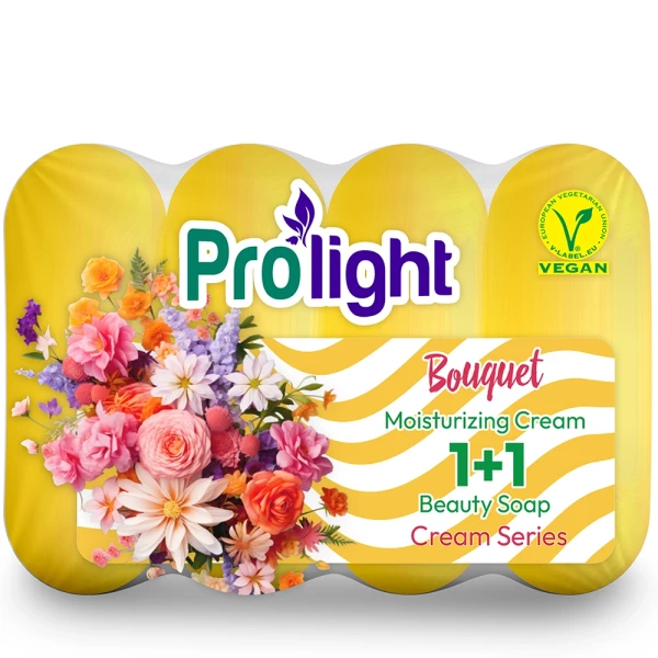 PROLIGHT Мыло туалетное с увлажняющим кремом 1+1 Букет, 4Х80 гр. (эко-пак)