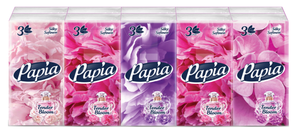 PAPIA ХАЯТ Бумажные платочки Tender Bloom 3-сл. 10шт ароматизированные *1*24