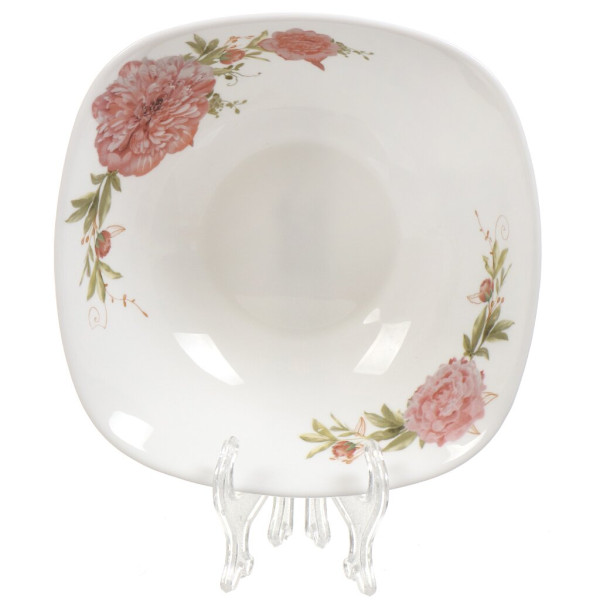 Daniks Салатник стеклокерамика, квадрат. 16 см, 0.4 л, Пион FFW-65-130303/291903/NFW6