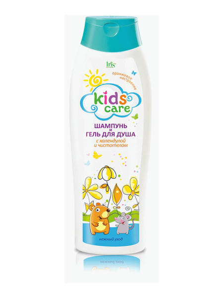 Iris Kids Care Детский Шампунь и Гель д/душа КАЛЕНДУЛА и ЧИСТОТЕЛ 400мл