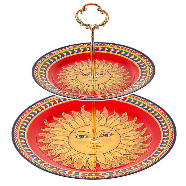 Nouvelle Фруктовница 2-х ярусная "Sicilia Sole" d=27/19см h=24,5см (фарфор) 52009