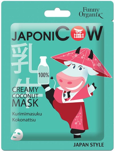 Funny Organix JaponiCOW Сливочная тканевая маска для лица 20г БХ6732Т