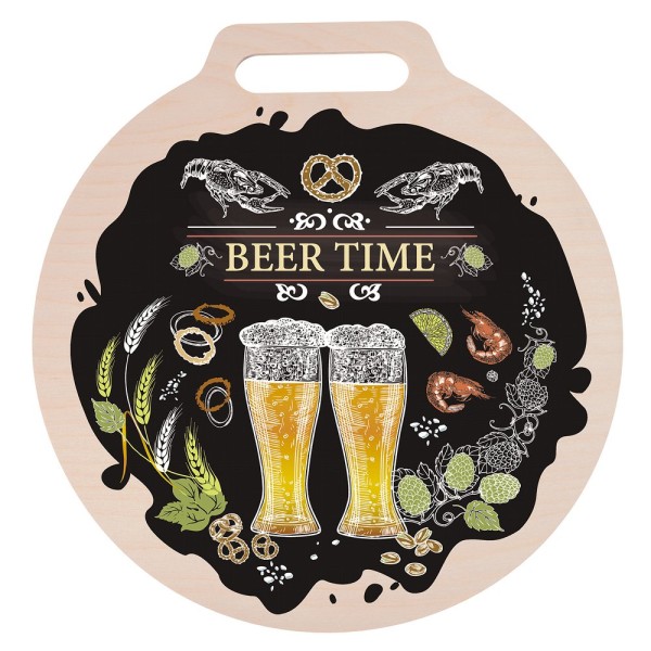 Мультидом Разделочная доска "BEER TIME". Диаметр 26см МТ18-31