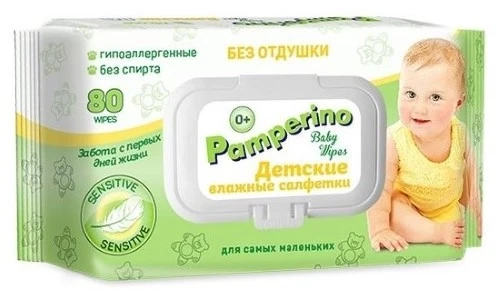 Pamperino №80 детские влажные салфетки без отдушки с пластиковым  клапаном