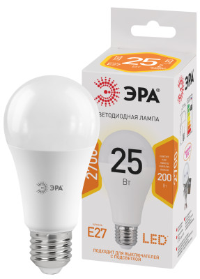 LED A65-25W-827-E27  Лампа светодиодная ЭРА STD LED A65-25W-827-E27 25Вт груша теплый белый свет Е27