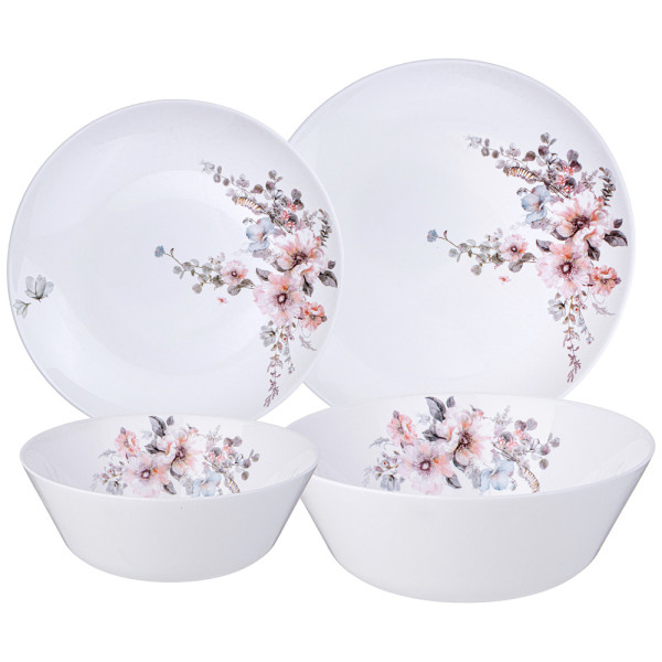 НАБОР СТОЛОВЫЙ AGNESS FLOWER SYMPHONY 19ПР: 24СМ/21,5СМ/15СМ /19СМ 598-077