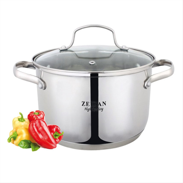 Кастрюля со стеклянной крышкой  - 3,0 л (Ø18х11.5 см), нерж.сталь,внутри и снаружи Z-50243