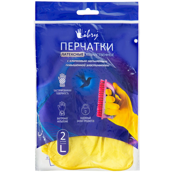 Gloves/Libry Перчатки хозяйственные резиновые L *12