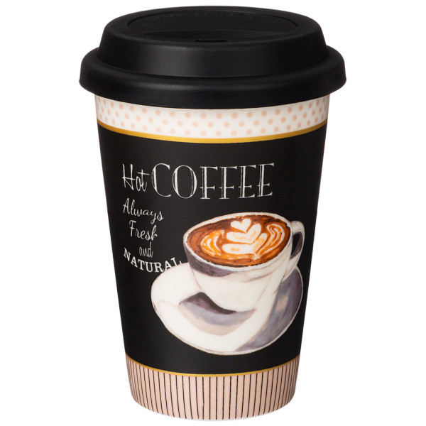 Lefard КРУЖКА COFFEMANIA С СИЛИКОНОВОЙ КРЫШКОЙ, 390МЛ 260-652