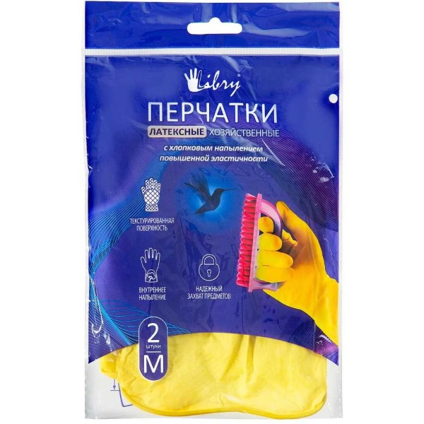 Gloves/Libry Перчатки хозяйственные резиновые M *12