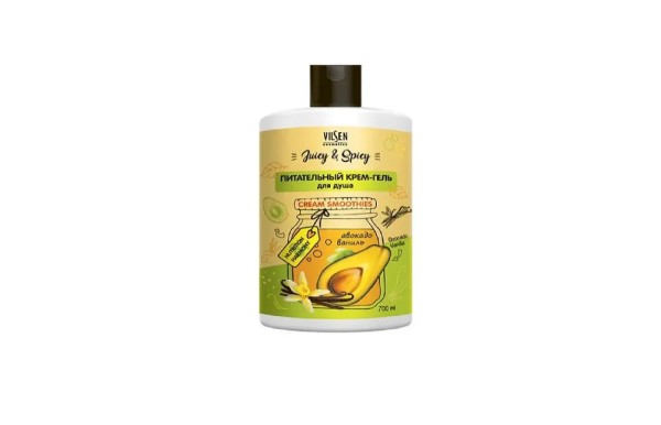 FAMILY COSMETICS Juicy & Spicy Крем-гель д/душа ПИТАТЕЛЬНЫЙ "Авокадо и Ваниль", 700мл FJS-10172