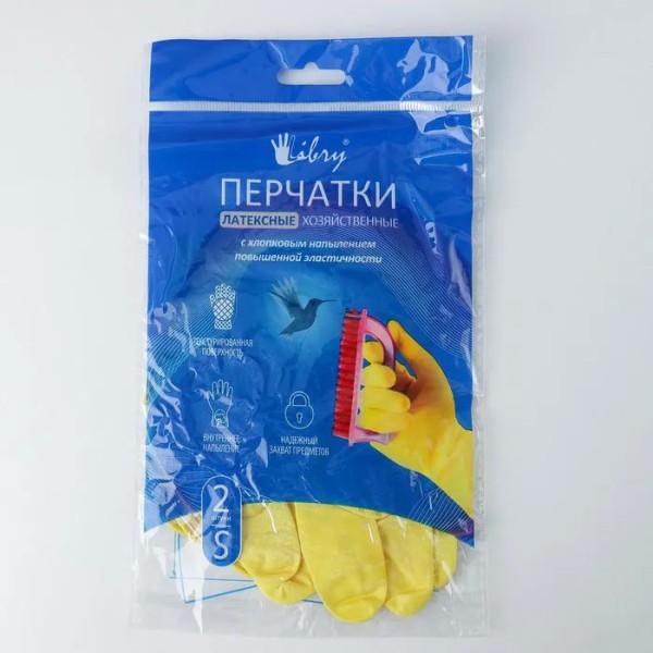 Gloves/Libry Перчатки хозяйственные резиновые S *12 БХ4023565
