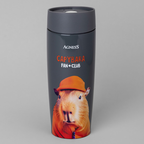ТЕРМОКРУЖКА AGNESS "CAPYBARA" 360МЛ, КОЛБА НЕРЖ.СТАЛЬ 18/10