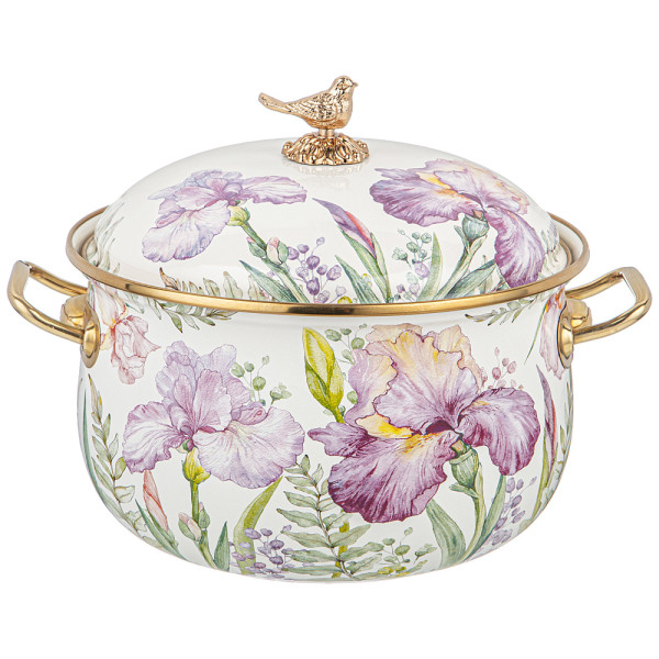 КАСТРЮЛЯ ЭМАЛ. AGNESS С КРЫШКОЙ, IRISES 4,8Л, ДИА.22СМ ПОДХОДИТ ДЛЯ ИНДУК.ПЛ 950-582
