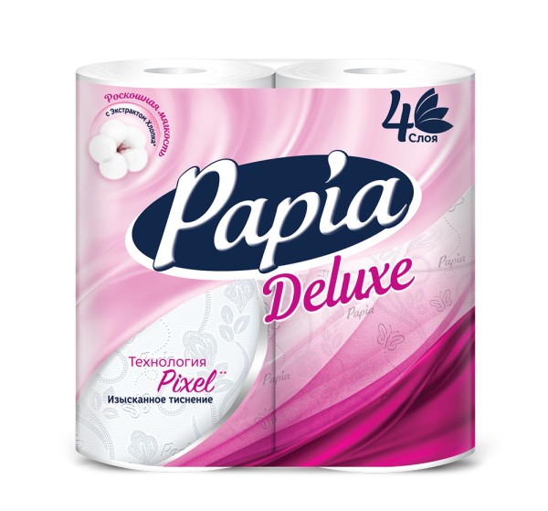 PAPIA Deluxe ХАЯТ Туалетная бумага белая 4сл. 4 шт *14 *1176