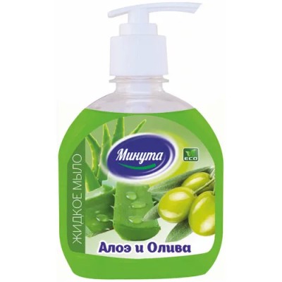 МИНУТА Жидкое мыло с ДОЗАТОРОМ Алоэ и олива 500мл   *6*12