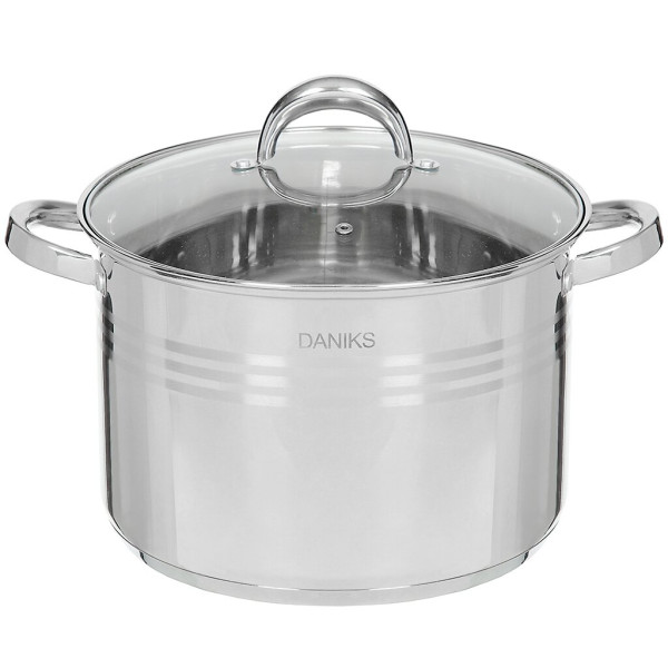 Кастрюля нерж, 13 л, с крыш, Daniks, Общепит, SD-6BP-13