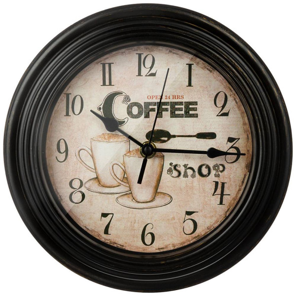 ЧАСЫ НАСТЕННЫЕ "COFFEE SHOP" 22,8*22,8*4,6 СМ 220-449