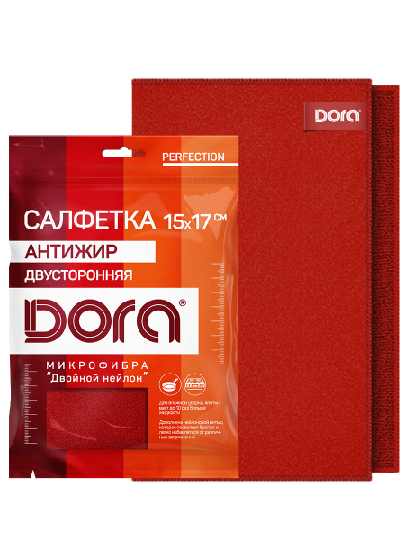 Салфетка из микрофибры Dora "Антижир", 17х15см (120) 2001-009