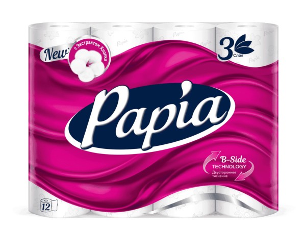 PAPIA ХАЯТ Туалетная бумага белая 3сл. 12 шт *7  *1008