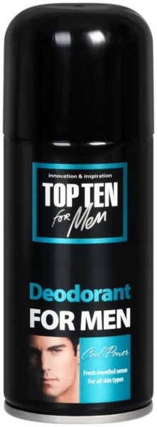 TOP TEN for Men Дезодорант-спрей COOL POWER с ярким ароматом ментола, 150 мл