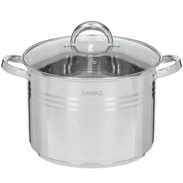 Кастрюля нерж, 16 л, с крыш, Daniks, Общепит, SD-6BP-16