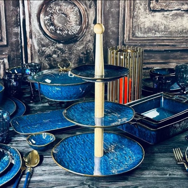 Lenardi Трехъярусная этажерка AQUAMARINE в под.уп. Фарфор 133-295 L