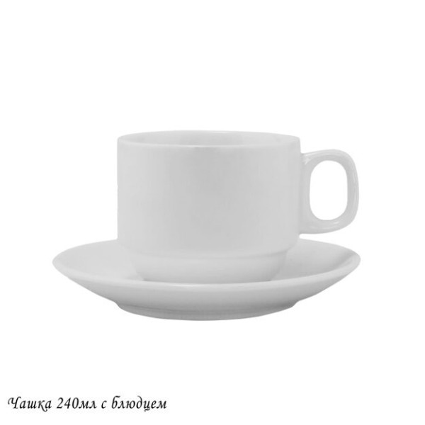 Lenardi Чашка 240мл BIANCO с блюдцем в под.уп. 118-074 L