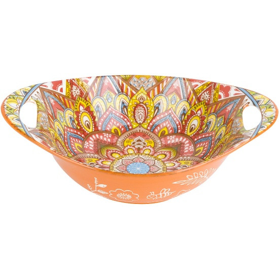 Nouvelle Салатник овальный с ручками "Arabesque" (оранжевый) 22,7х15,2х6,6см 0860100
