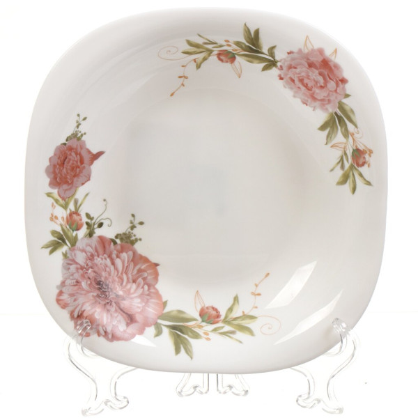 Daniks Тарелка суповая, стеклокерамика, 23 см, 0.675 л, квадрат.  FFSP-90/K1306-2