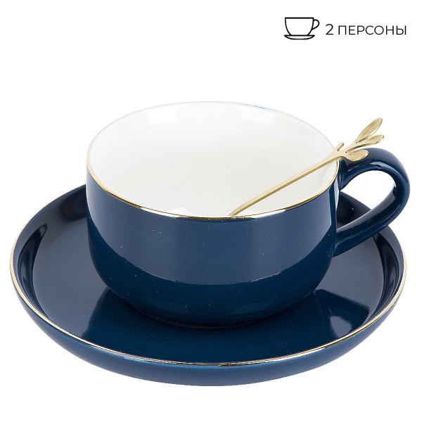 Nouvelle Чайный набор 4пр. с ложками "Royal line. Mindnight Blue" (2 персоны) v=350мл. 1930018