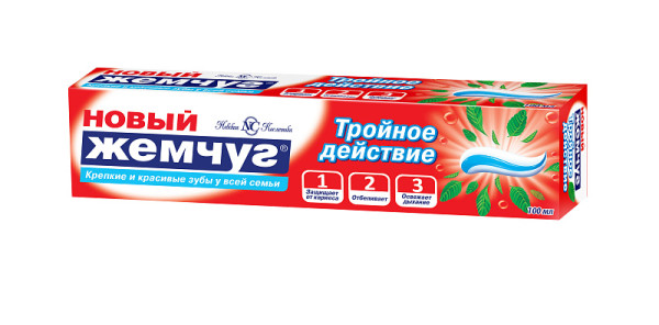 НЕВСКАЯ К-КА Зубная паста НОВЫЙ ЖЕМЧУГ 75 мл. Тройное действие 6*36