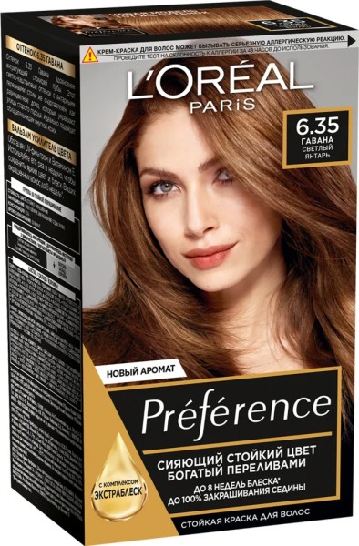 L'Oreal Preference Краска-уход - 6.35 Гавана светл.янтарь.