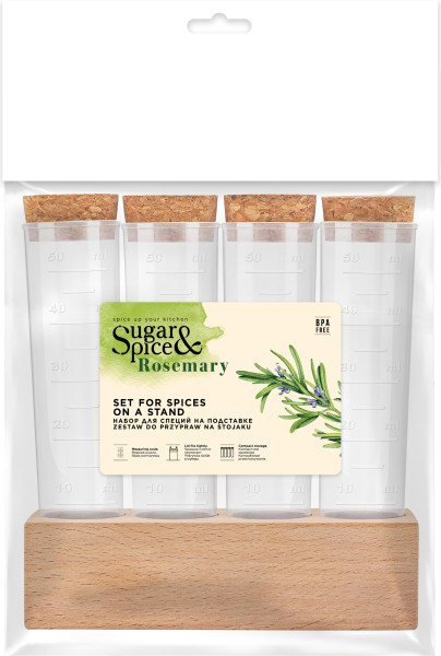 Sugar&Spice Набор для специй Rosemary 4 шт. на деревянной подставке SE105012996