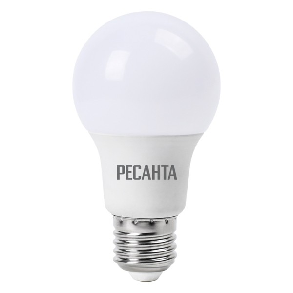 Ресанта Лампа светодиодная LL-R-A60-9W-230-3K-E27 (груша, 9Вт, тепл., Е27) 76/1/13