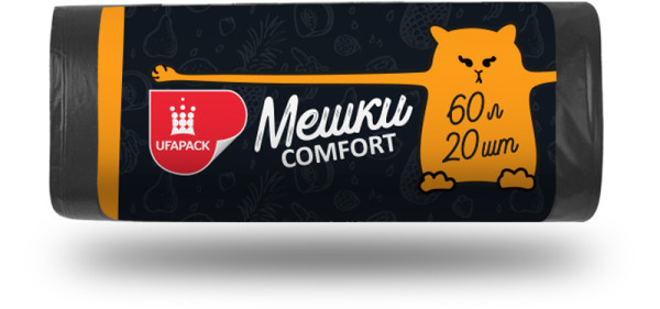 Пакеты для мусора 60л. 20шт Чёрные М0314 УФА ПАК