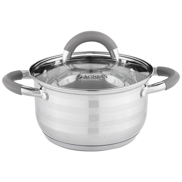 Agness КАСТРЮЛЯ "CLASSIC" СО СТЕКЛЯННОЙ КРЫШКОЙ 1,6 Л. 16X9,5 СМ 914-225