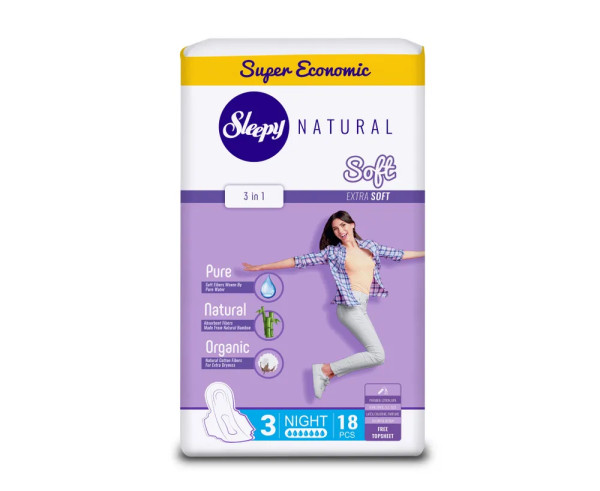 Sleepy Natural Soft прокл. 18 шт. ДУО Ночные *6/12