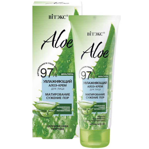ВИТЭКС ALOE 97% Увлажняющий алоэ-крем для лица Матирование, Сужение пор, 50 мл