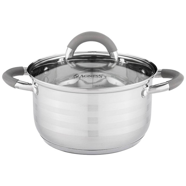 Agness КАСТРЮЛЯ "CLASSIC" СО СТЕКЛЯННОЙ КРЫШКОЙ 2,3 Л. 18X10,5 СМ 914-226