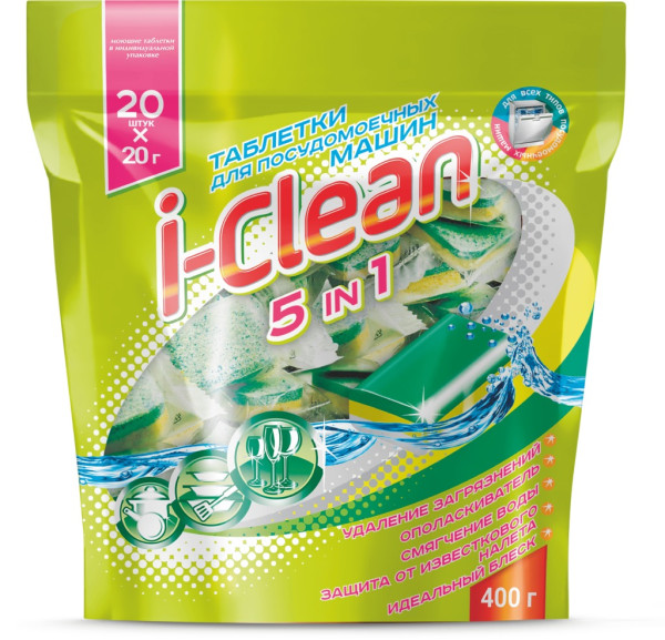 ROMAX I-Clean Таблетки для посудомоечных машин 5 в1 (40шт) БХ01864БК