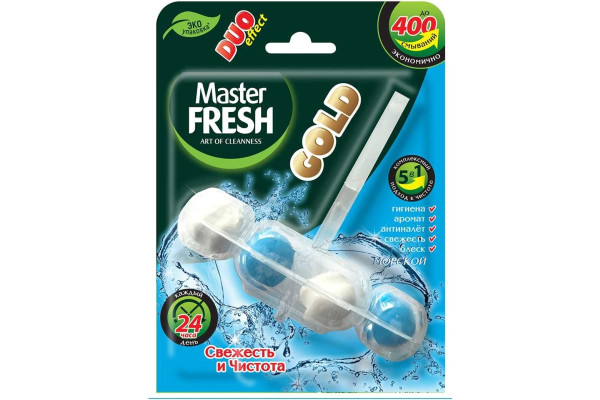 Master Fresh Мастер Фреш GOLD подвесной блок для унитаза DUO EFFECT 5в1 МОРСКОЙ, 1шт БХ81997А