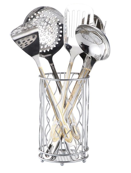 Кухонный набор 7пр. НЕРЖАВЕЮЩАЯ СТАЛЬ, металлическая подставка Z-2067