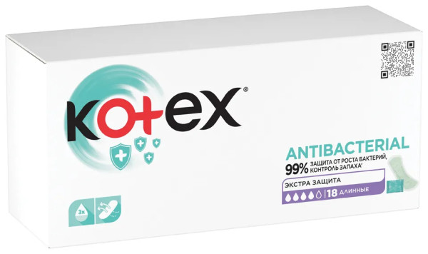 Kotex Ежедневные прокладки Длинные Антибак. 18шт БХ49156ЭБХ