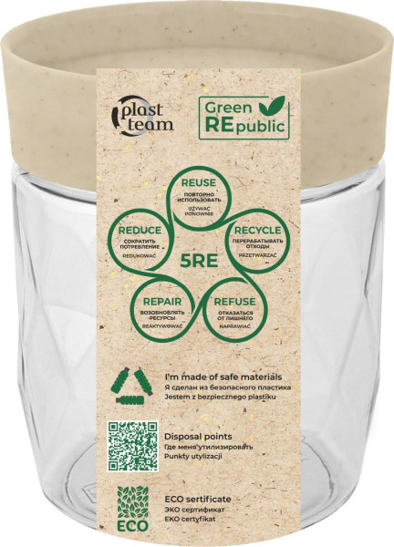 Plast Team Банка для сыпучих продуктов Green Republic 0,5л лен PT170110001