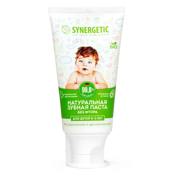 SYNERGETIC Детская Зубная паста Липа и ромашка от 0 до 3 лет 50гр *12*