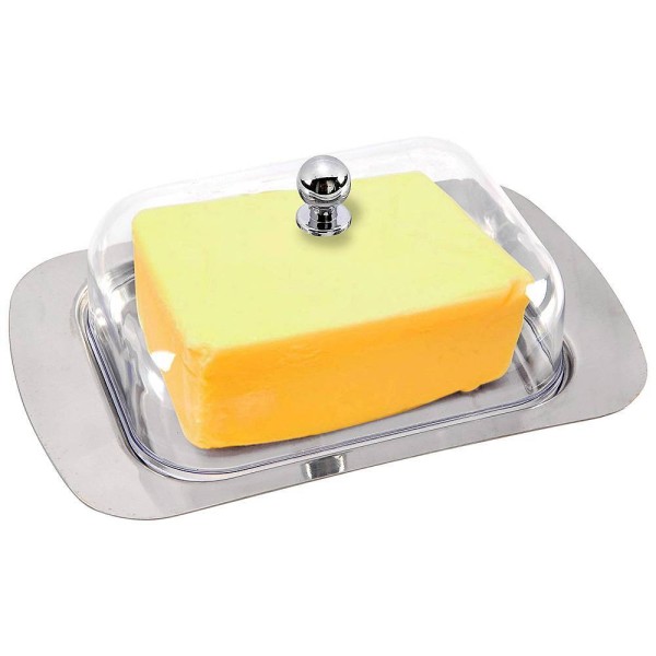 МАСЛЕНКА С ПЛАСТИКОВОЙ КРЫШКОЙ 18*7*12 СМ.НЕРЖАВЕЮЩАЯ СТАЛЬ (КОР=24ШТ.) 912-001