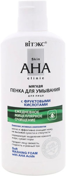 ВИТЭКС SKIN AHA CLINIC Мягкая пенка для умывания с фруктовыми кислотами 150мл/12шт, код 46 74